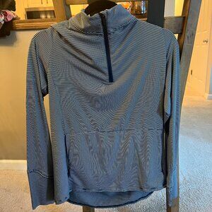 Blue and White Quarter Zip Market and Spruce Moisture Wicking Pullover